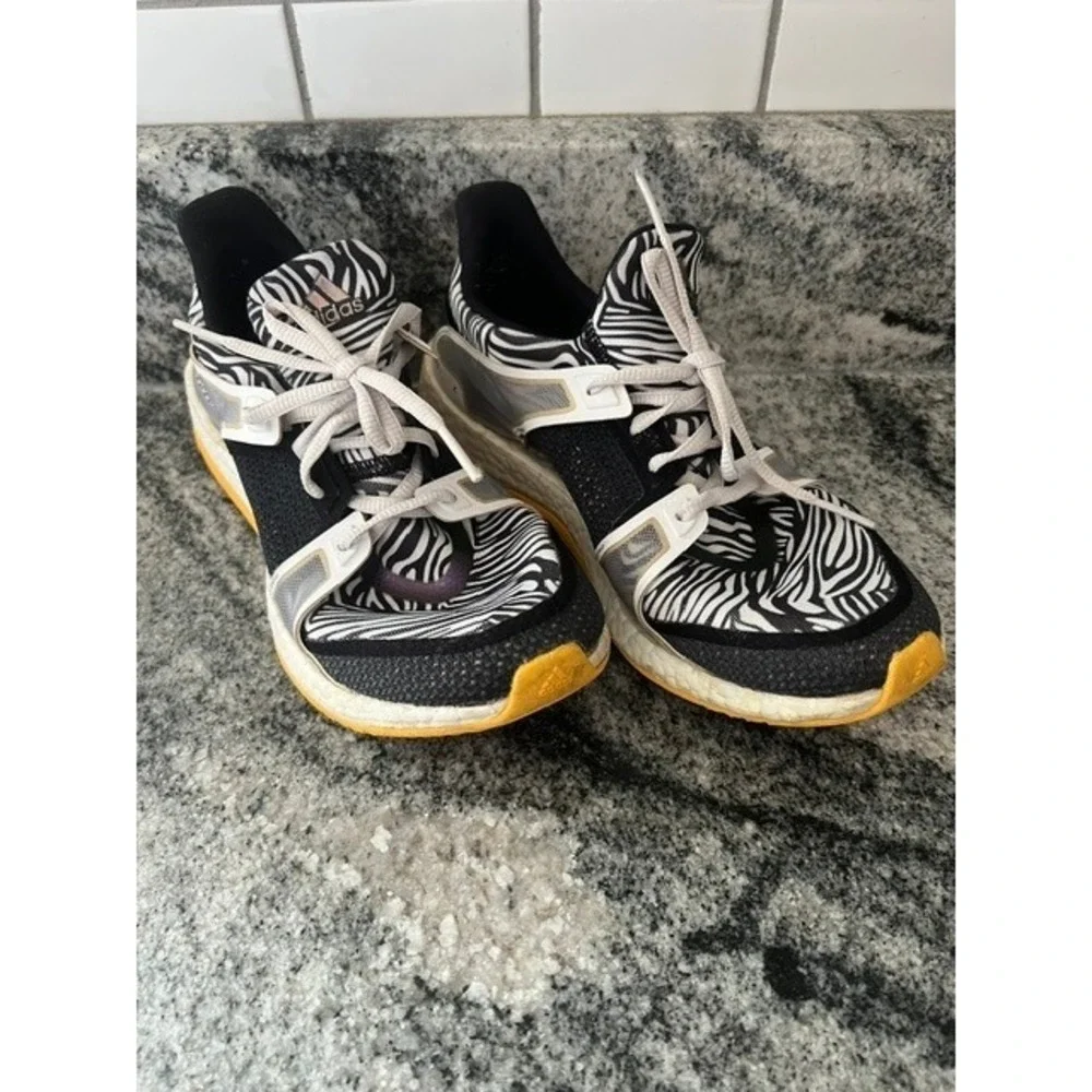 adidas PureBoost X Running Shoes Womens 8 Zebra Print‎ Black Yellow Good BB4969
